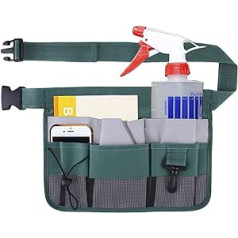 Geboor sodo įrankio juosmens krepšio diržas, tvirtas Oksfordo įrankių prijuostė su 7 įvairių dydžių ir gylio kišenėmis, žalia