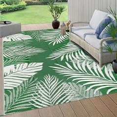 Cekene Terrassenteppiche für Garten, wasserdicht, grün, 150 x 245 cm, leicht, Outdoor-Camping-Teppich, wendbar, Kunststoff, UV-beständig, Bodenteppich für draußen, Grils, Terrasse, Balkon, Veranda