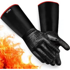 TECEUM BBQ Grillhandschuhe — Slip Ofenhandschuhe Handschuhe für Grillen, Kochen, Räuchern & Camping 1