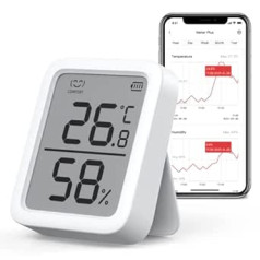 „SwitchBot“ termometro higrometras patalpų „Bluetooth“ higrometro skaitmeninis temperatūros drėgmės jutiklis su programėlių ir duomenų saugykla, rasos taško / VPD / absoliučios drėgmės jutikliu
