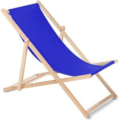 Green Blue Folding Deckchair Made of Beech Wood, Without Armrests, Sun Lounger, Garden Lounger, blue