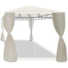 Kios Gazebo Garden Gazebo 3 x 4 m Iron with Polyester Tarpaulin 4 Side Curtains and 4 Mosquito Nets with Zips and Laces