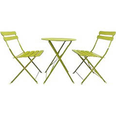 Rebecca Mobili Table and Chairs for Outdoor Use Bistro Set Steel Apple Green Space Saving for Garden or Balcony Dimensions H x W x D: 71 x 60 x 60 cm Item RE6829