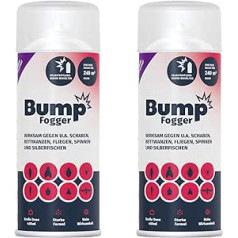 BUMP Fogger kaitēkļu izsmidzinātājs 2 x 400 ml, efektīvs pret blusām un citiem kukaiņiem, blusu bumbas mājām, diapazons līdz 240 m3