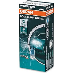 OSRAM Cool Blue® Intense W5W, līdz 4000 K, halogēna signāllampa, saliekamā kaste (10 spuldzes)