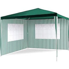 Nexos Gazebo 3 x 3 m in PE Tarpaulin 100 g/m² + 2 Side Panels with Windows and Steel Frame, Party Tent, Garden Tent, Sun Protection, Event Tent, Choice of Colours