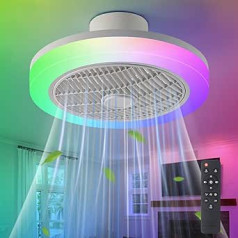 IZOWE griestu ventilators ar apgaismojumu RGB LED griestu lampa ar ventilatoru 3 vēja stiprumi 45 cm lampa ar ventilatoru regulējams griestu ventilators ar tālvadības pulti Guļamistabas viesistabas ballīte