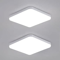 DAXGD LED griestu lampa kvadrātveida 32 W, 2 gab. komplektā griestu lampa LED IP54 ūdensizturīgs, 3600 lm, 6500 K, vēsi balts, vannas istaba, virtuve, koridors, balkons, 25 cm