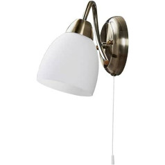 Lindby sieninis šviestuvas, vidinis sieninis šviestuvas „Mael“ (retro, senovinis, antikvarinis) iš balto stiklo, skirtas svetainei ir valgomajam (1 lemputė, E14) – sieninis prožektorius, miegamojo / svetainės lempa