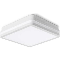 SSC-LUXon LED griestu apgaismojums vannas istabai un āra lietošanai IP54 vannas istabas lampa kvadrātveida 22 x 22 x 5,5 cm uz virsmas montējams panelis balts 230 V 18 W neitrāli balts