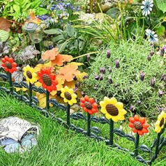 Sungmor Gartenlattenzaun, Kunststoff Gras Rasen Blumenbeete Pflanzenränder, dekorative Landschaftspfadplatten, 4 Stück (Gesamtlänge 98 Zoll)