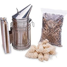 Imkado Beekeeper Set M - Premium Stainless Steel Smoker, Smoke Flute, Lighter - Ideal for Hobby Beekeepers - Beginner Accessories from Beekeeping Supplies