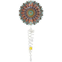 Spinart Mandala Flower Artist Crystal Tail Wind Chime kinētiski rotājumi āra dārza un mājas dekorēšanai Izgatavoti no nerūsējošā tērauda un izturīgas pārklātas krāsas