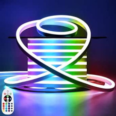 Lamomo RGB LED sloksne 20 m LED sloksne - LED sloksne ar tālvadības pults gaismas cauruli Ūdensizturīgs IP65 Fairy Lights Ziemassvētkiem, ballītēm, mājas dekorēšanai