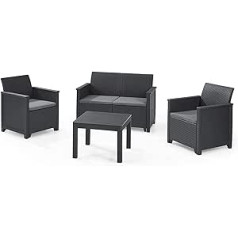 Koll Living Lounge Set 4-Piece Set of 2 Sofa, 2 Armchairs and Table, Seating Set in Attractive Rattan Look - Highest Seat Comfort Thanks to Ergonomic Backrests