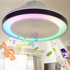 LED RGB griestu lampa ar ventilatoru Kluss griestu ventilators ar apgaismojumu un tālvadības pulti Aptumšojams Bluetooth skaļrunis mūzikas ventilatora lampa Mūsdienīgs griestu apgaismojums guļamistabas viesistabas ventilatoram