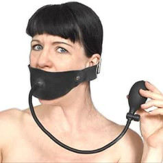 Inflatable Mouth Gag with Latex Gag Ball in Shape - Black Rubber Bondage Mouth Gag with Mouth Opening - Fetish Sex Toy - BDSM Mouth Separator for Slaves