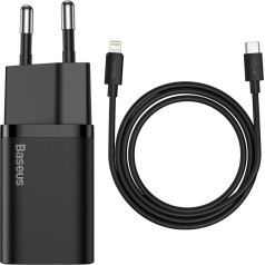 Baseus Super Si Quick Charger 1c 20w USB-C maitinimo įkroviklis su žaibo kabeliu 100 cm, juodas