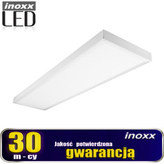 LED griestu panelis 120x30 48w lampa slim kasete 6000k aukstā + uz virsmas stiprināms rāmis