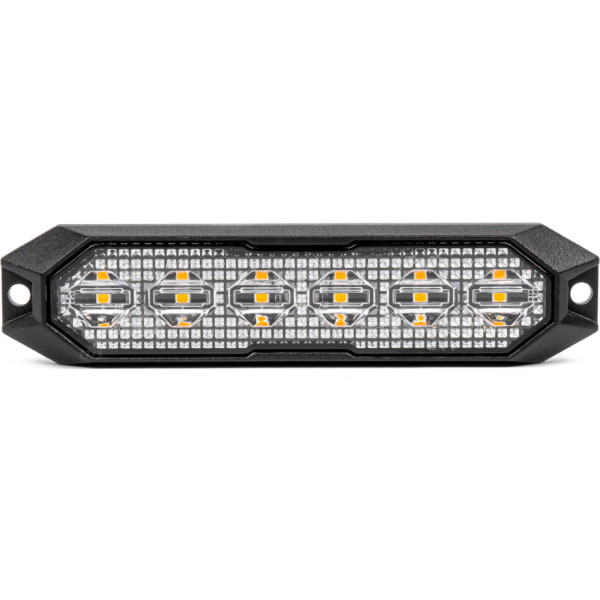 Plakanā zibspuldzes brīdinājuma lampiņa 6x3w led r65 r10 12v 24v amio-03930