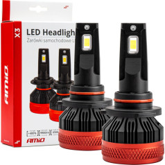 Automobilių LED lemputės x3 serijos canbus amio hb3 9005 amio-02982