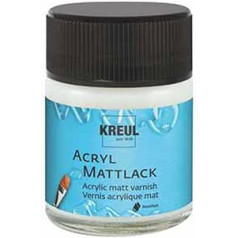 KREUL 79403 - Acryl Mattlack auf Wasserbasis, 50 ml Stiklas, matinis skaidrus, Schutz- und Überzugslack für durchgetrocknete Aufmalungen, bedingt witterungsbeständig, speichelecht