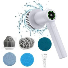 Electric Cleaning Brush, Electric Brush for Cleaning with LED Display, Spin Scrubber with 6 Brush Heads, Handheld Cleaning Brush for Household, Floor, Car Tyres, Type C Fast Charging