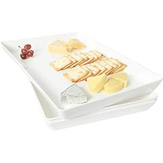 Youngever iepakojums 3, 38 cm x 25 cm, atkārtoti lietojama plastmasas padeves paplāte, ballītēm, izturīgs ABS materiāls, balts