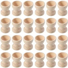 24 Pieces Wooden Egg Cups for Painting Easter Egg Stand Egg Holder Egg Tray Egg Container Egg Cooker Small Cups Eggs Steamer Holder Breakfast Cup Children Crafts Easter Gifts