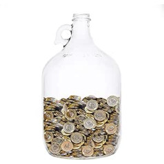 $2,000 Dollar Glass Money Jar - Piggy Bank for Adults - 1 US Gallon Luxury Money Box Holds Over $2,000 in Dollar Coins!