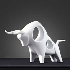 Unibest dekoratīvā galda dekorācija Bull Bull skulptūra, kas izgatavota no porcelāna melna vai balta spīdīga (balta)