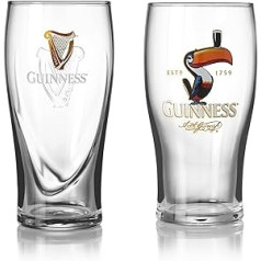 Oficiālās Guinness Merchandise Gravity un Toucan 2 pack pintas brilles