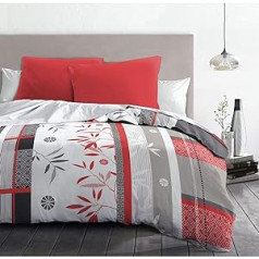 Home Linge Passion Doppelbett, Mikrofaser, Rot/Weiß/Grau, 220x240 cm, 3