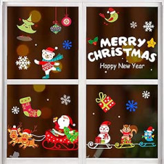 Christmas Window Stickers, Snowflakes Window Stickers, Self-Adhesive Window Stickers, Window Decoration with Typical Motifs, Christmas PVC Window Stickers, for Doors, Display Cabinets and Glass Panes (M4)