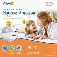 Quilted Mattress Protector 30cm Deep Waterproof Microfibre Elastic Skirts (Double)