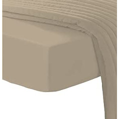 600 Thread Count Cotton Fitted Sheet 90 x 200 - 100 x 200 cm Single Taupe, 100% Long Staple Cotton Fitted Sheet, Soft Mako Satin Weave Fits Up To 40 cm Mattress Height (100% Cotton Bed Sheet)