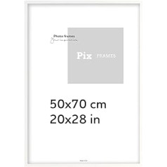 Pix FRAMES Attēlu rāmis 50 x 70 cm - Koka rāmis fotogrāfijai - Rāmis ar plexiglass - Rāmis pakarināšanai - Moderns foto rāmis - Balts