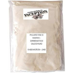 Grynas kalcio karbonatas - Marmuras Marmuras - Smulkūs milteliai - Gipso dervos užpildas - Konstrukcija - 0 - 600 mikronų - Marmuro milteliai Caco3 - Naudingas pH - Art - 3 kg