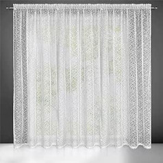 Eurofirany Transparent Curtain Irregular Net with Ruffle Tape - 1 Piece Fishnet Transparent Bedroom Living Room Lounge White 3