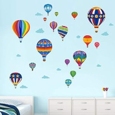 Runtoo Wall Tattoo Hot Air Balloons Wall Sticker Colourful Wall Sticker Wall Decoration for Living Room Bedroom Children's Room