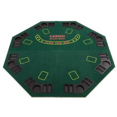 Pokera galda pārklājums  / saliekamais / 8 spēlētājiem / komplektā ir soma un glāzes turētājs / zaļa krāsa / 60x60x6.5cm / Svars 10kg