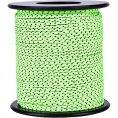 Keenso Camping Tent Rope, 50 m Polyester Outdoor Camping Tent Rope Awning Reflective Guy Rope Cord Glow in The Dark