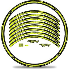 Finest Folia komplekts ar 16 riteņu loka uzlīmēm velosipēda diskiem Stripes Design Pilns komplekts 27 collu 29 collu Ebike šosejas velosipēdam kalnu velosipēdam MTB RX038 (neona dzeltens spīdums)