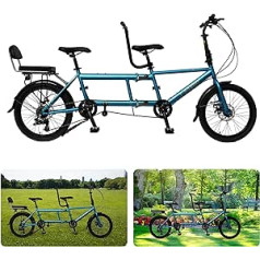 Tandēma velosipēds riteņbraukšanai, klasiskais tandēma velosipēds Beach Cruiser pieaugušajiem, pilsētas tandēma salokāms velosipēds, trīsvietīgs, regulējams 7 ātrumi, maksimālā slodze 200 kg, izmērs 210 x 35 x 110 cm / 110 x 35 x 62 cm