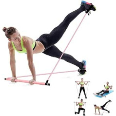 HUWAI-F Portable Pilates Bar Kit with Resistance Band Pilates Bar Resistance Band and Toning Bar Yoga Pilates Stick Yoga Training Bar for Bodybuilding Training Pink