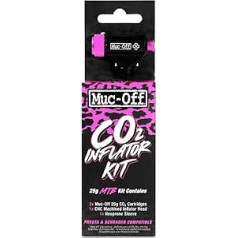 Muc-Off CO2 piepūšanas komplekts, MTB — Presta un Shrader saderīgs CO2 velosipēdu sūknis — velosipēda riepu piepūtējs ar CO2 kārtridžām kalnu velosipēdiem