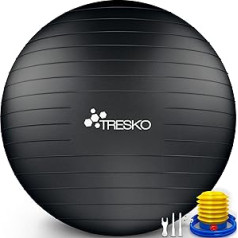 Tresko® Gymnastic Ball With Free Exercise Poster Incl. Air Pump BPA-Free 55 cm 65 cm 75 cm 85 cm Seat Ball Anti-Burst Yoga Ball 300 kg Fitness Yoga Core