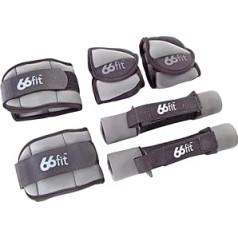 66fit Ankle/Wrist and Dumbbell Weight Set 6 Pieces - Grey/Black For Walking, Jogging, Running, Workout