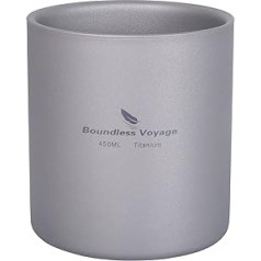 Boundless Voyage D-Ti3030d Titanium Mug, Mini Insulated Double-Walled Cup, Outdoor Camping, Foldable Coffee Tea Drinkware, Lightweight, Durable Tableware for Daily Used Hiking, 450 ml