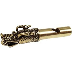 BEGISA Vintage Brass Whistle Antique Brass Dragon Head Whistle Chinese Bronze Whistle Loud Survival Whistle Keyring for Survival Hiking Festivals Camping Pet Training